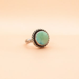 Anillo turquesa Cloud Mountain - Plata de ley estampada Sz. Anillo 6.25