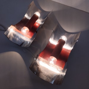 Luci Italia, una lampada da muro / applique, acciaio lucido e smaltato, anni &#39;60 / &#39;70, design, space age, vintage