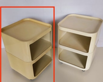 Anna Castelli, Kartell - 2 x mod. 4970, &quot;Componibili&quot; series - vintage space age design - trolley in stackable plastic boxes / bedside table
