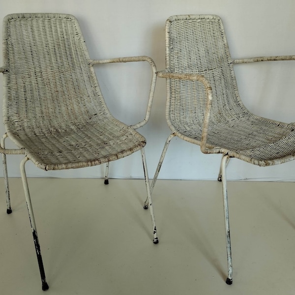 Coppia di sedie "basket" anni '50 attribuibili a Gian Franco Legler / Rima Rinaldi / Campo & Graffi - Pair of vintage Italian Basket chairs