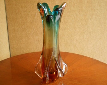 Murano glass vase, lounge style, vintage 1960s