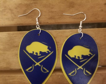 Buffalo Sabres Earrings - Yellow and Blue - 716 Buffalove Hockey Jewelry
