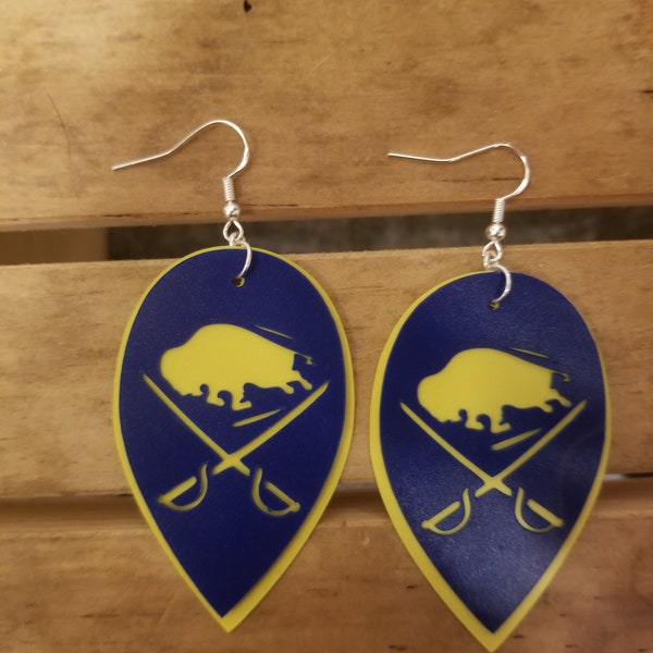 Buffalo Sabres Earrings - Yellow and Blue - 716 Buffalove Hockey Jewelry