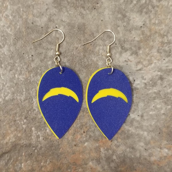 Los Angeles Chargers Earrings - LA Football Blue and Yellow Bolt