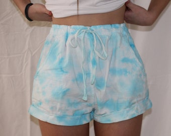 Blue tie dye shorts