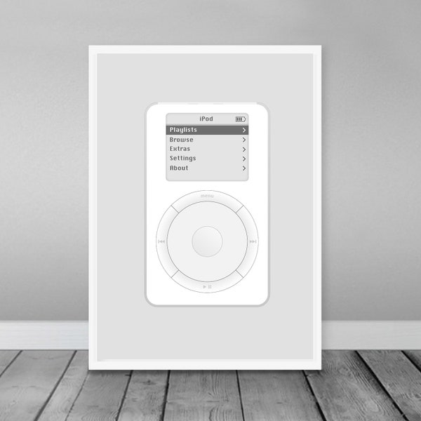 Apple iPod Classic Poster | Digital Download | Apple | iPod Print | Apple Print | Gaming Room Decor A1/A2/A3/A4/24x36/16x20