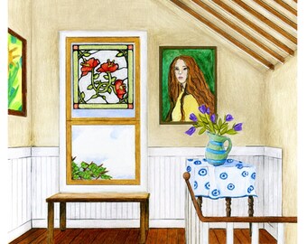 SIGNED GICLEE PRINT "Top of the Stairs"