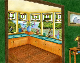 The Butterfly Room Giclée Fine Art Print / Original Colored Pencil Painting / Note Cards