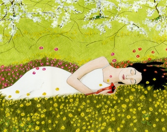 Dream with Me Giclée Fine Art Prints / Original Colored Pencil Painting / Note Cards