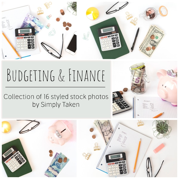 Budgeting and Finance Styled Stock Images, 16 Stock Photo Bundle for Financial Websites or Social Media