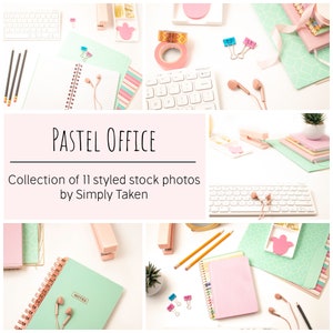 Pastel Stock Photo, Stock Photo Bundle, 11 Pastel Desktop Flat Lay Afbeeldingen, Marketing Foto, Roze Instagram, Social Media Content, Pinterest
