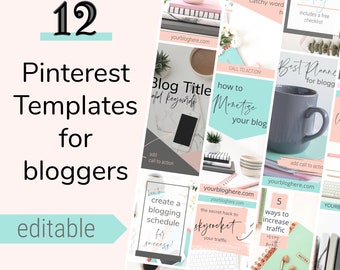 Pinterest Templates, Editable Templates for Pinterest Graphics, Social Media Marketing, Pinterest Designs of Blog Pins, Blogger Pin Template