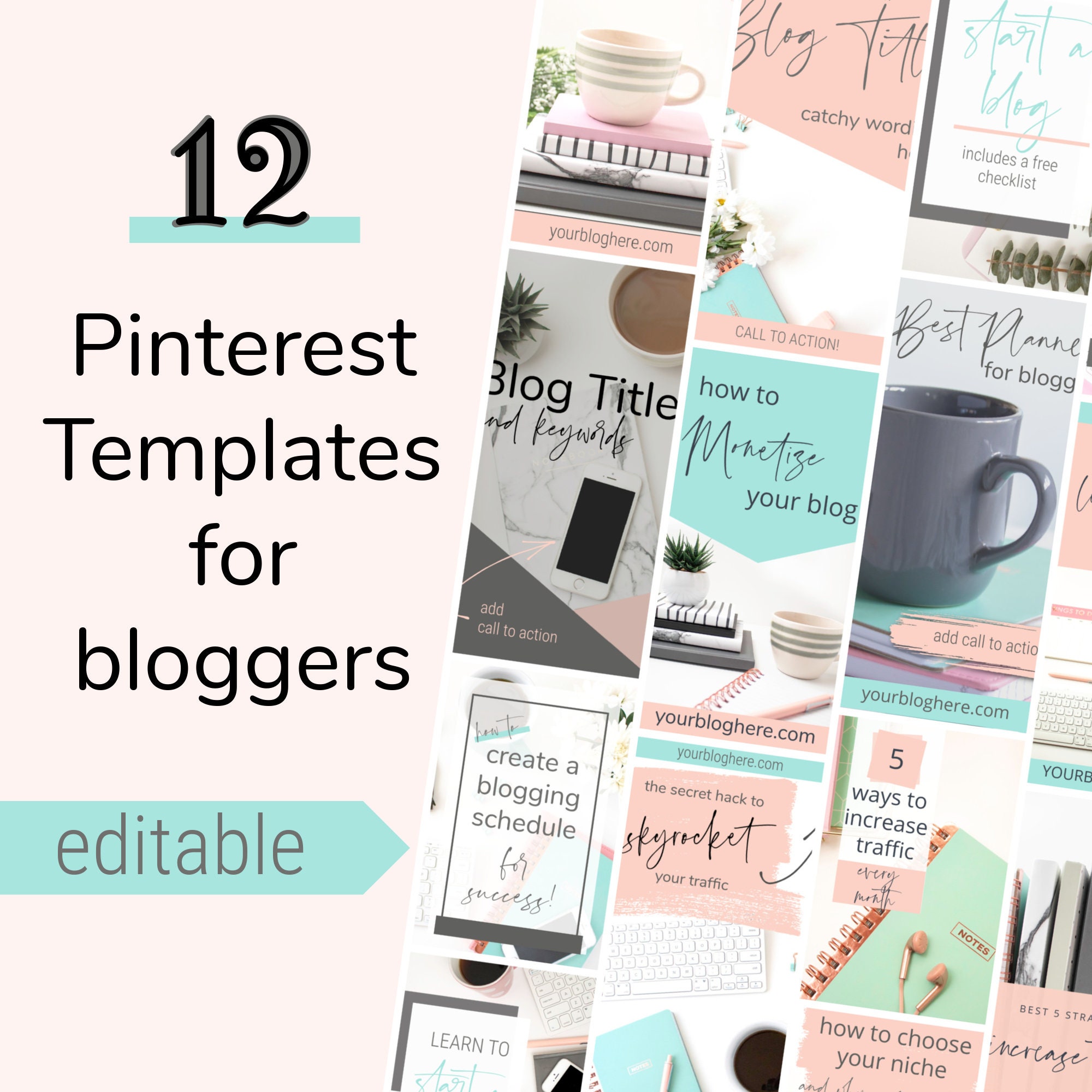 Pinterest Templates, Editable Templates for Pinterest Graphics, Social