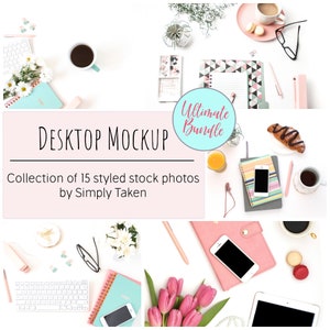 Desktop Mockup Bundle, Styled Stock Photos, 15 Stock Photos of Styled Desktop Images, Blog Photos for Social Media Stock, Office Styling
