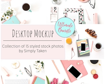 Desktop Mockup Bundle, Styled Stock Photos, 15 Stock Photos of Styled Desktop Images, Blog Photos for Social Media Stock, Office Styling