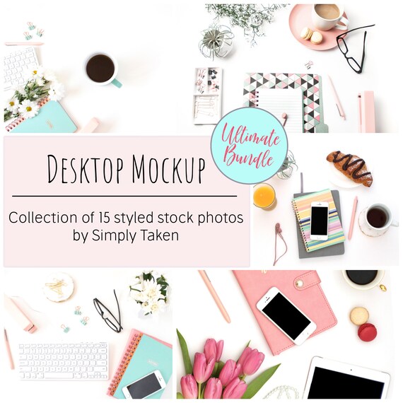 Desktop Mockup Bundle, Styled Stock Photos, 15 Stock Photos of Styled Desktop Images, Blog Photos for Social Media Stock, Office Styling