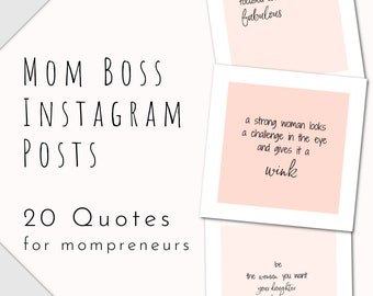 Mom Business Owner, 20 Social Media Quotes for Mom, Instant Download, Pink Social Media Content, Motivational Instagram Post for Mompreneurs