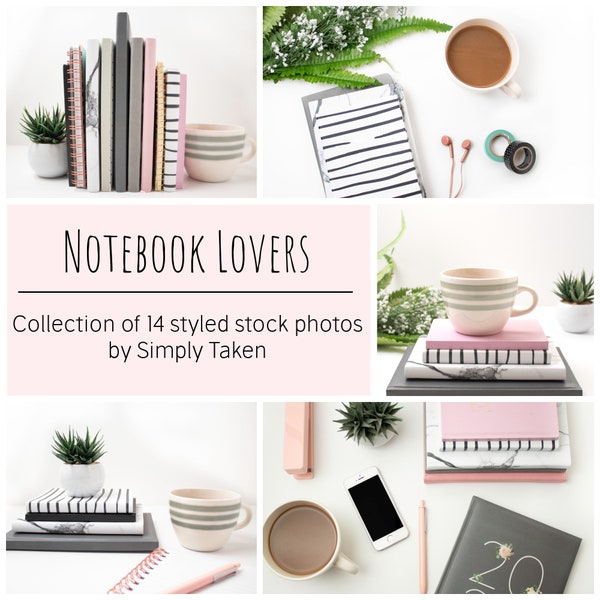 Notebook Bundle | Styled Stock Photo Bundle, 14 Stock Photos of Notebooks for Blog Photos, Social Media Stock, Instagram Content