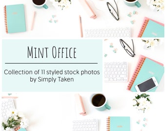 Mint Desktop Bundle | Styled Stock Photo Bundle, 11 Stock Photos of Pretty Styled Desktop Images, Blog Photos for Social Media Stock