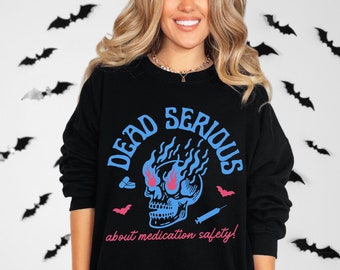 Sudadera de farmacia de Halloween, regalo de graduación de doctor en farmacia, cuello redondo de técnico de farmacia, suéter de estudiante de farmacia, sudadera PharmD