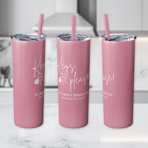 Personalized Realtor Tumbler, Custom Realtor Appreciation Gift, House Hustler Skinny Tumbler, Real Estate Agent Cup with Straw, Realtor Gift