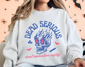 Sudadera de farmacia de Halloween, regalo de graduación de doctor en farmacia, cuello redondo de técnico de farmacia, suéter de estudiante de farmacia, sudadera PharmD