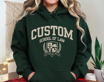 Personalized Lawyer Hoodie, Custom Law School Varsity Hooded Sweatshirt, Law Graduation Gift, Juris Doctor Lawyer Sweater, Law Student Gift