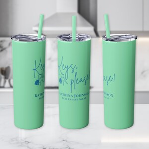 Copo personalizado para corretor de imóveis, presente personalizado para agradecimento ao corretor de imóveis, copo fino House Hustler, copo com canudo para corretor de imóveis, presente para corretor de imóveis
