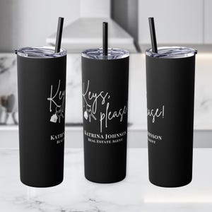Copo personalizado para corretor de imóveis, presente personalizado para agradecimento ao corretor de imóveis, copo fino House Hustler, copo com canudo para corretor de imóveis, presente para corretor de imóveis