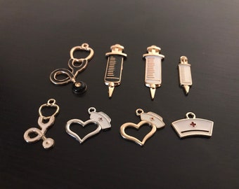 Medical Charm, Charms and Pendants, Nurse Pendant, Medic Charm, Doctor Pendant, EMT Charm, Needle Charm, Stethoscope Charm, Wholesale