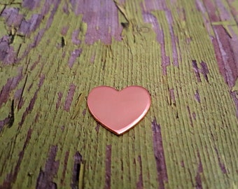 1/2" Heart Copper Stamping Blanks, Copper Heart Blanks, Copper Blanks, Heart Charm, Hand Punched Blanks, Wholesale Blanks Qty 5-100