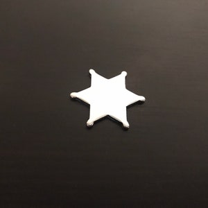 1&quot; 6-Point Sheriff Star Stamping Blanks, Polished Aluminum Blank, Sheriff Blanks, Punched Blanks Star Blank, Wholesale Blanks Qty 5-100