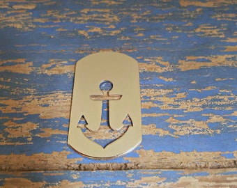 2" Dog Tag with 1 1/4" Anchor on Bottom Stamping Blanks, Polished Aluminum Blanks, Anchor Blank, Navy Blank, Wholesale Blanks Qty 5-100