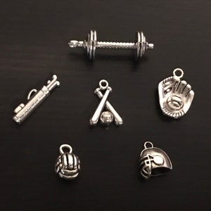 Sports Charm, Charms and Pendants, Baseball Charm, Softball Charm, Golf Charm, Volleyball Charm, Football Charm, Dumbbell Charm, Wholesale