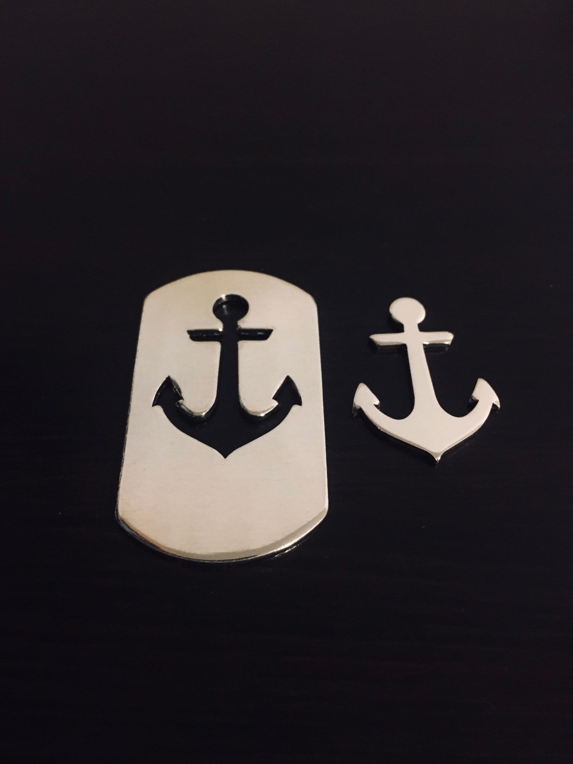 2 Anchor Dog Tag With 1 1/4 Anchor on Top Stamping Etsy