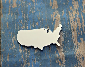 1 1/2" USA Country HAND CUT Stamping Blank, Raw Aluminum Blank, United States Blank, Country Blank, Hand Cut Blank, Wholesale Blank Qty 1