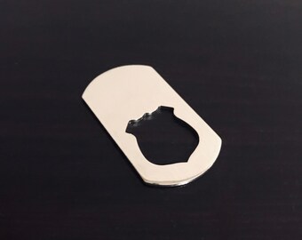 2" Dog Tag with Police Badge on Bottom Stamping Blanks, Polished Aluminum Blank, Police Blank, Punched Blanks, Wholesale Blanks Qty 5-100