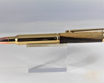 30cal Magnum Ballpoint Bullet (replica) Pen made with African Blackwood (hear & sapwood)