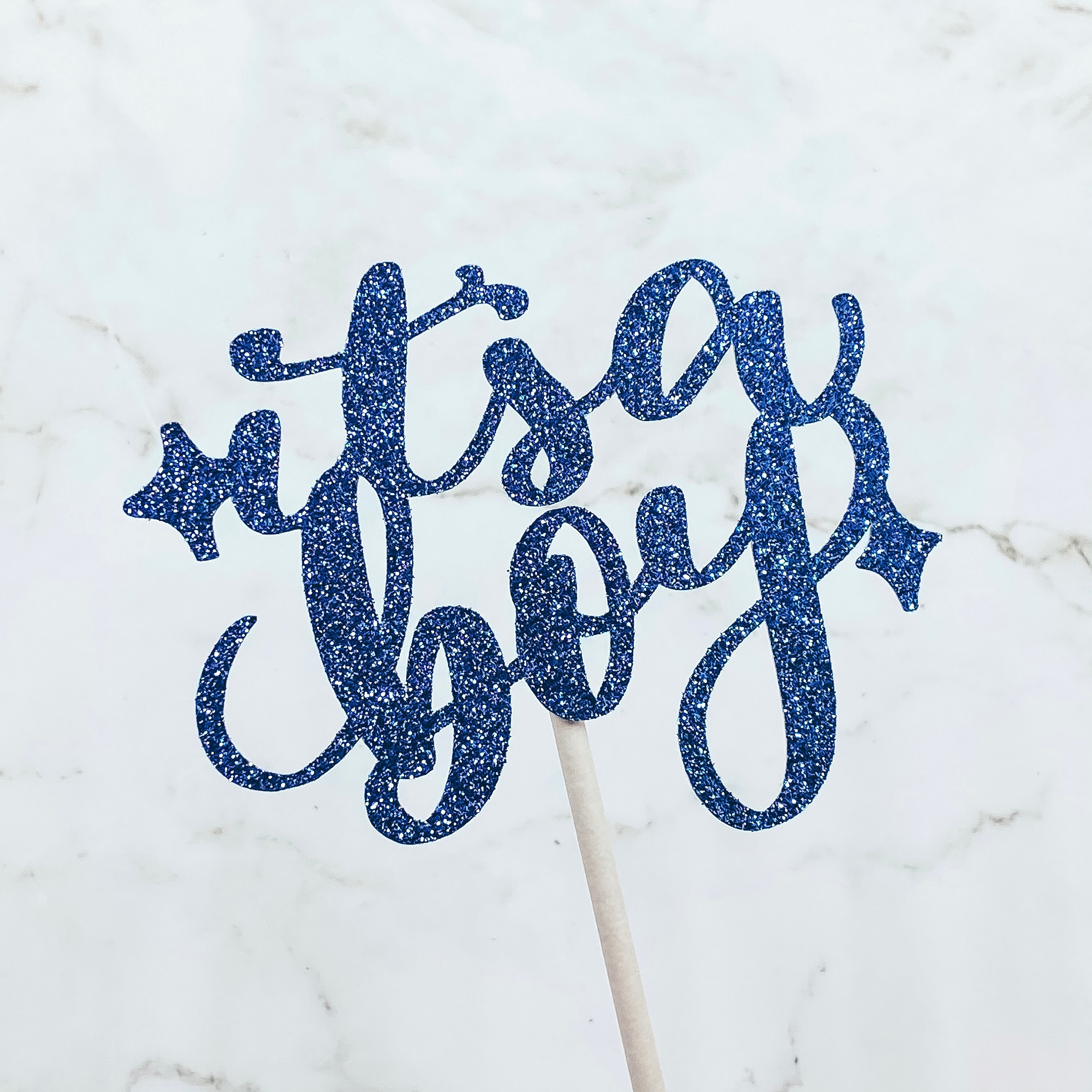 Its A Boy Blue Glitter Cake Topper Etsy