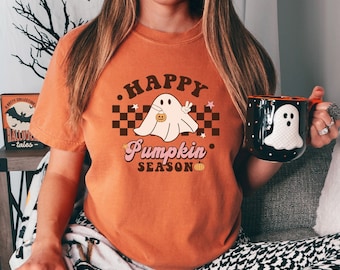 Happy Pumpkin Season T-Shirt | Halloween Shirt | Comfort Colors | Ghost Shirt | Trick Or Treat | Retro Halloween | Vintage Halloween