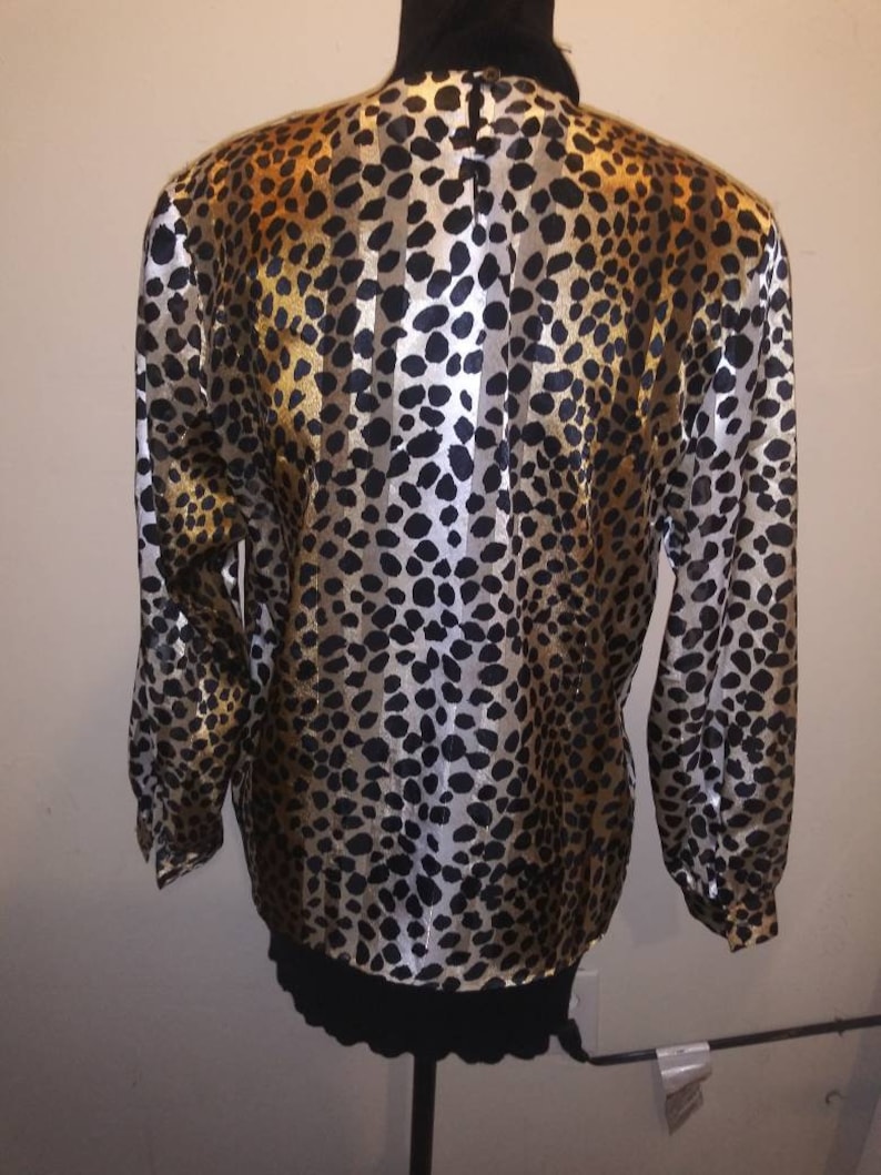 print silk blouse Vintage FIJI Leopard-ANIMAL