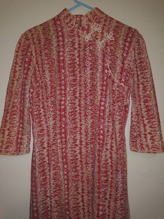 Vintage 70s Asian-Chinoiserie-Mandarin-Collar-Pais
