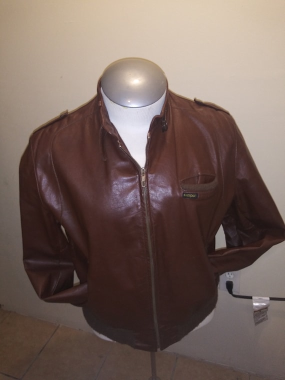 Men's Vintage Biker Jacket Brown Leather Cooper Br