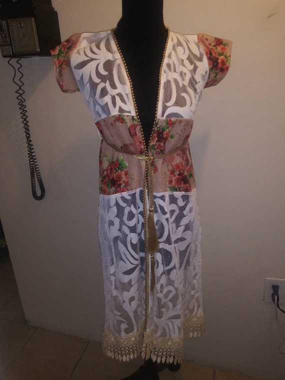 sheer long caftan cover up
