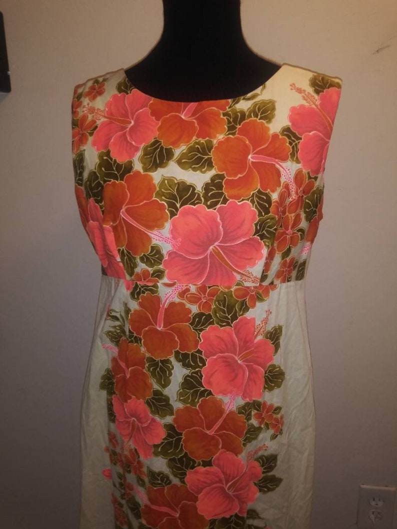 Bright Hibiscus* Hawaii Dress* Ui-Maikai Hawaiian floral *maxi dress*Tiki Dress* Luau Dress