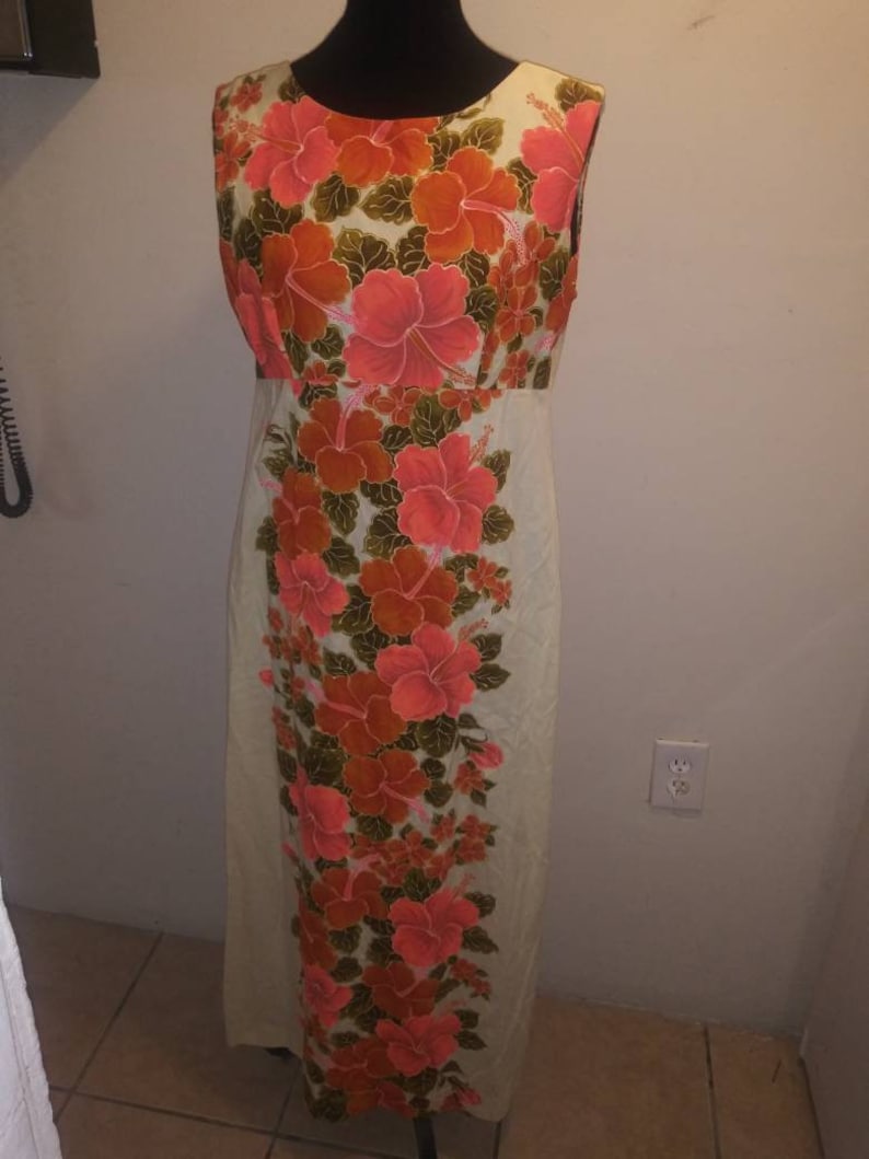 Bright Hibiscus* Hawaii Dress* Ui-Maikai Hawaiian floral *maxi dress*Tiki Dress* Luau Dress