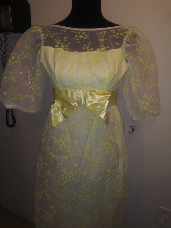 Lemon Yellow* Chifton *60s Prom dress* Prairie*Gun