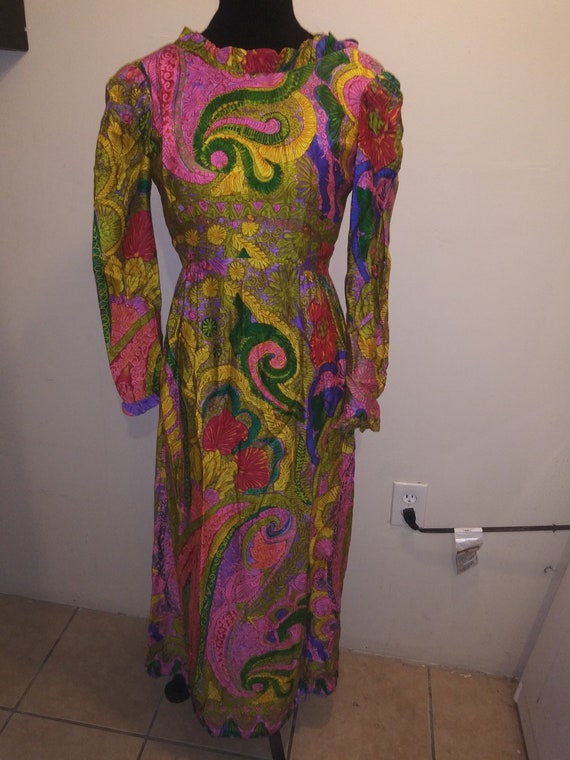 70s Paisley Corduroy Prairie Dress-shirt-dress-fl