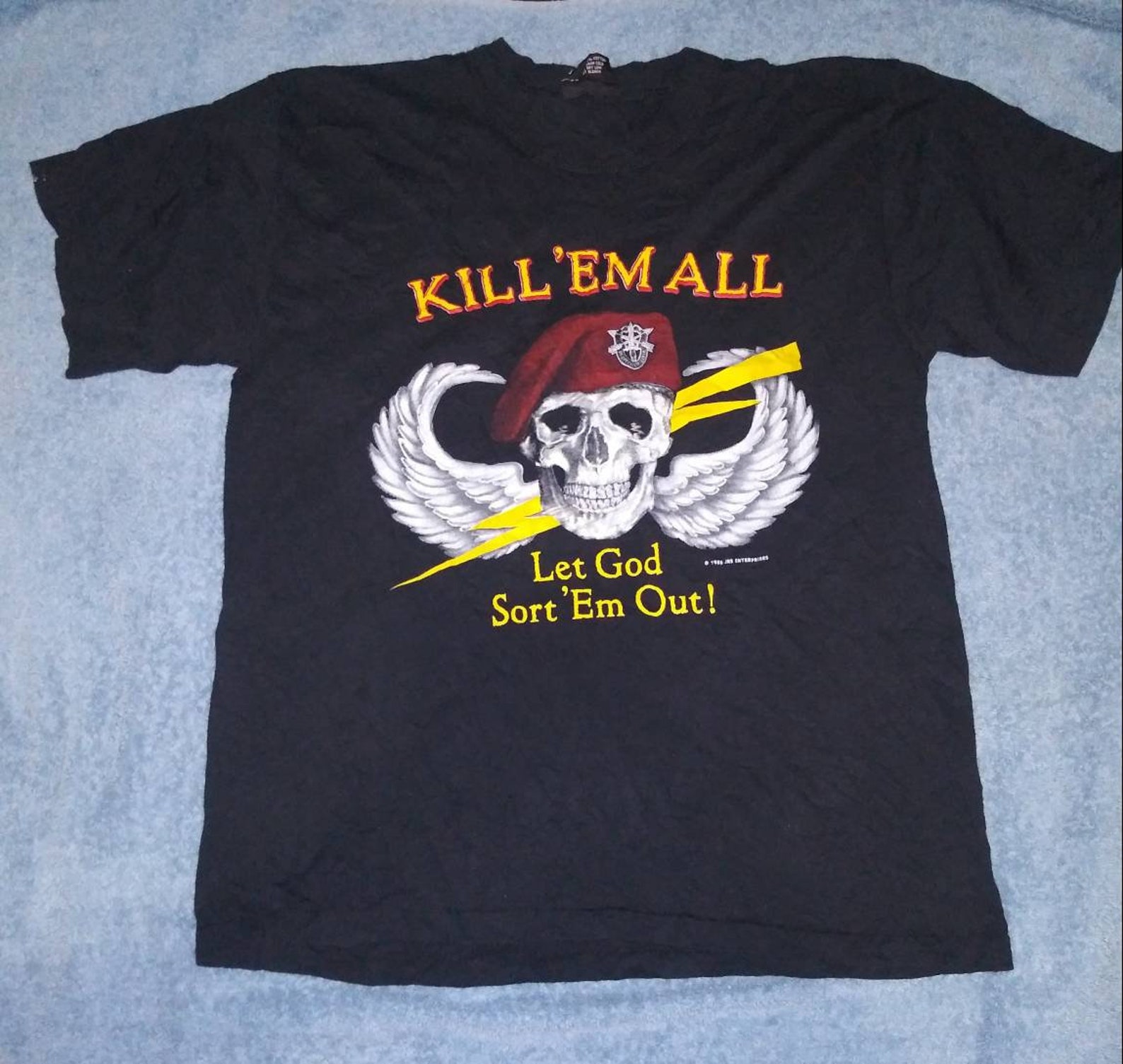 80s Kill Em All shirt L mens black tee graphic vtg skull | Etsy