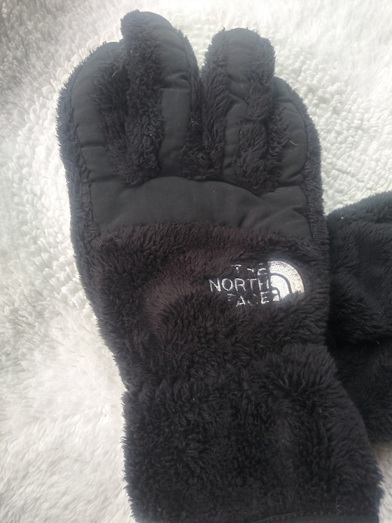North Face black Fuzzy Gloves | Etsy